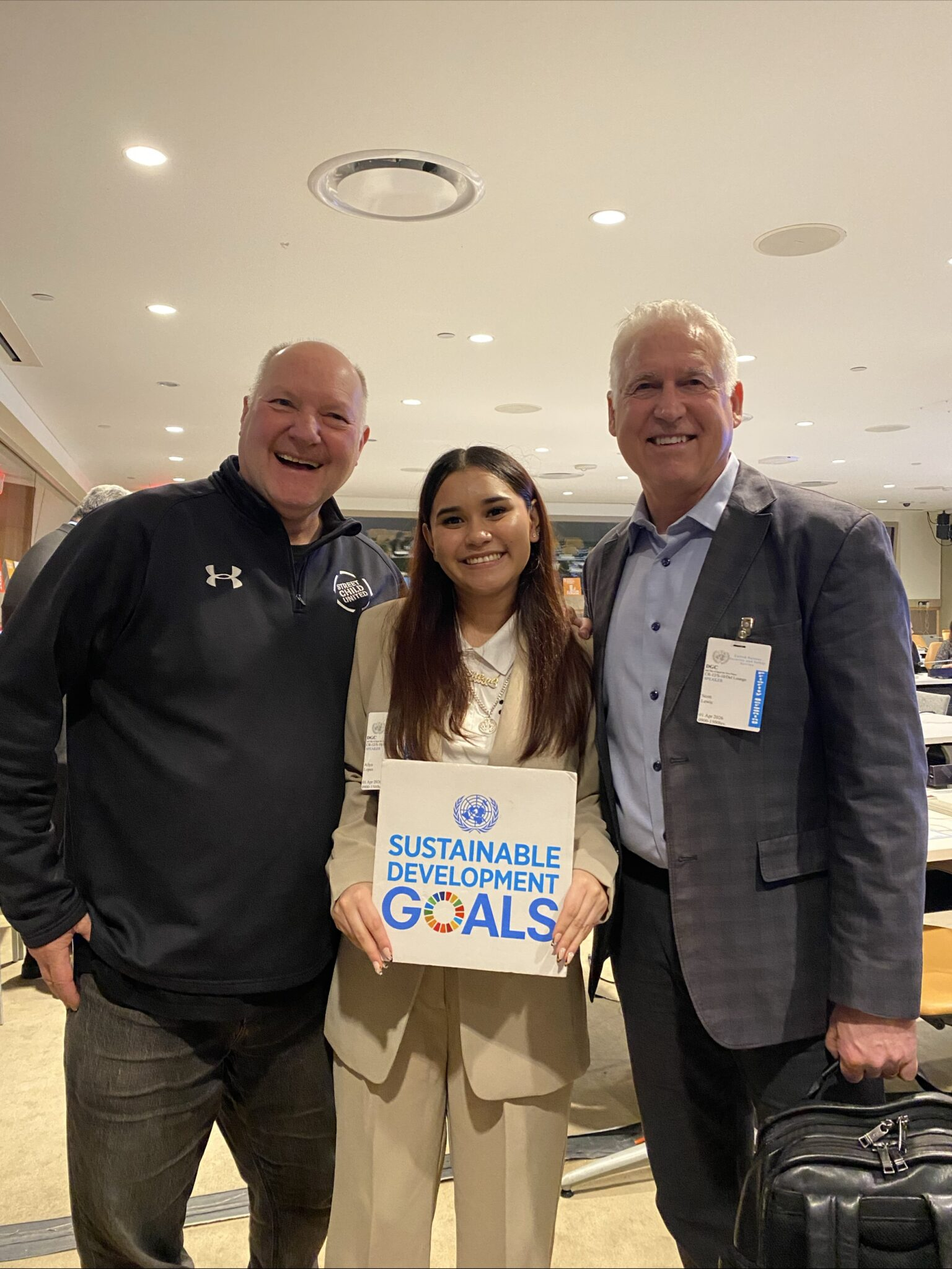 Scott Lewis, a Young Leader, and John at the UN International Day of Sport for Development and Peace