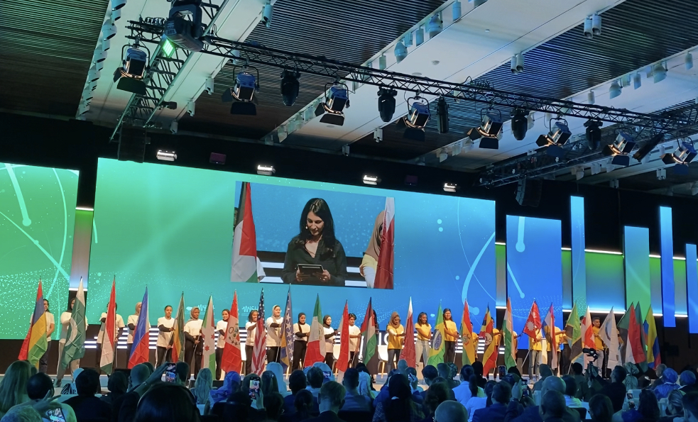 Street Child World Cup Young Leaders, Team Palestine & Team Syria players at the closing ceremony of WISH 2022.